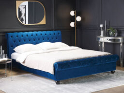 Beliani Waterbed Velvet Avallon 180 X 200 Cm (Eu Super King) Navy Blue - thumbnail 2