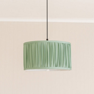 Valuelights Jess Green Fabric Ruched Pleated Large Drum Shade (D)35Cm - image 1