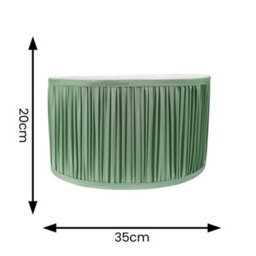 Valuelights Jess Green Fabric Ruched Pleated Large Drum Shade (D)35Cm - thumbnail 4