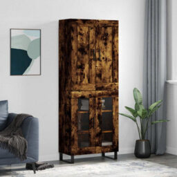 Berkfield Elegant Highboard Smoked Oak 69.5X34X180 Cm Engineered Wood - thumbnail 2