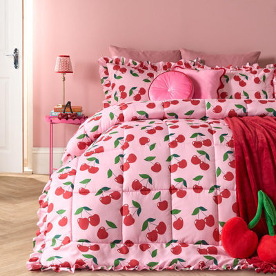Ohs Cherry Frill Edge Coverless 7.5 Tog Duvet Set With Pillowcase - Double - image 1