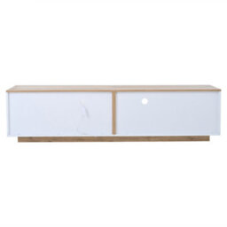 Led Tv Stand With Storage Drawers, Cabinets And Cable Management, White & Oak - thumbnail 7