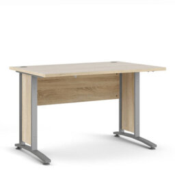 Furniture To Go Prima Desk 120 Cm In Oak With Silver Grey Steel Legs