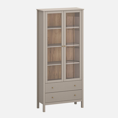 Heze Furniture Kleo Display Cabinet 2 Door 2 Drawers - Taupe - image 1