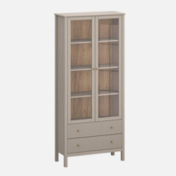 Heze Furniture Kleo Display Cabinet 2 Door 2 Drawers - Taupe - thumbnail 1