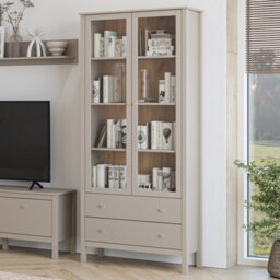 Heze Furniture Kleo Display Cabinet 2 Door 2 Drawers - Taupe - thumbnail 3