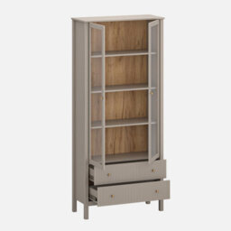 Heze Furniture Kleo Display Cabinet 2 Door 2 Drawers - Taupe - thumbnail 2