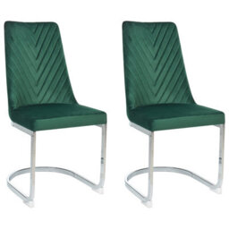 Beliani Set Of 2 Dining Chairs Altoona Velvet Emerald Green - thumbnail 1
