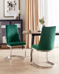 Beliani Set Of 2 Dining Chairs Altoona Velvet Emerald Green - thumbnail 2