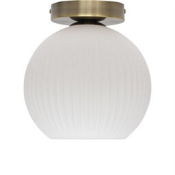 First Choice Lighting Set Of 2 Betchley - White Glass Antique Brass Ceiling Light Fittings - thumbnail 2