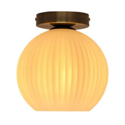 First Choice Lighting Set Of 2 Betchley - White Glass Antique Brass Ceiling Light Fittings - thumbnail 3