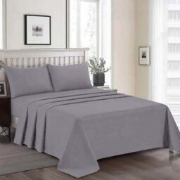 Moonlight Bedding 100% Cotton Hotel Quality Flat Bed Sheet, Top Sheet For Guest House, Spa & Airbnb (Grey, King, 270X298 Cm) - thumbnail 1