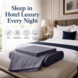 Moonlight Bedding 100% Cotton Hotel Quality Flat Bed Sheet, Top Sheet For Guest House, Spa & Airbnb (Grey, King, 270X298 Cm) - thumbnail 6