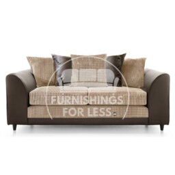 Furnishings For Less UK Luca Brown And Beige 3 + 2 Fabric And Leather Trim Sofa Suite - thumbnail 2