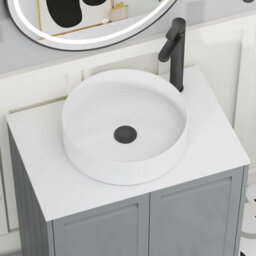 Royal Bathrooms Royal Bathroom Elmore 800mm Matt Pebble Grey Freestanding Bathroom Vanity Unit 2 Drawer Plain White Worktop With Art Basin - thumbnail 4