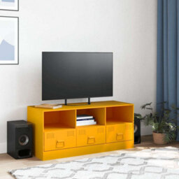 Berkfield Sturdy Tv Cabinet Mustard Yellow 99X39X44 Cm Steel - thumbnail 3