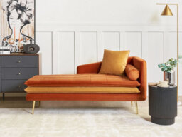 Beliani Right-Hand Chaise Longue Gonesse Velvet Orange - thumbnail 2