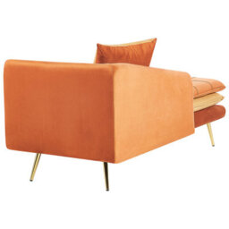 Beliani Right-Hand Chaise Longue Gonesse Velvet Orange - thumbnail 5