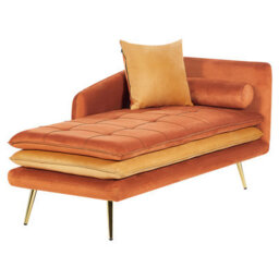 Beliani Right-Hand Chaise Longue Gonesse Velvet Orange - thumbnail 4
