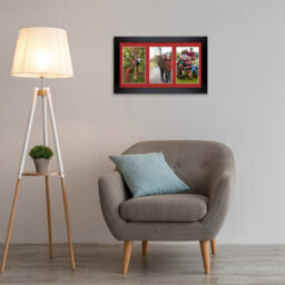 AK Frames 40X20Cm Matte Black Modern Multi Photo Frame With Crimson Mount - Holds 3 Apertures (3X) 6X4 Photos - thumbnail 3