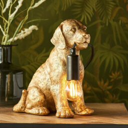Luminosa Lighting Luminosa Labrador Puppy Table Lamp Vintage Gold Paint, Matt Black, 1X E14 - thumbnail 2