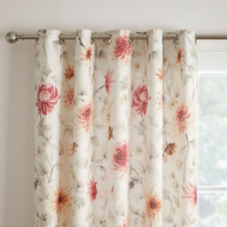 Dreams & Drapes Nadia 100% Cotton Watercolour Floral Print Pair Of Eyelet Curtains - thumbnail 2