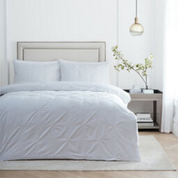 Paoletti Elysia Pinch Pleat Embroidered Duvet Sets, White, King
