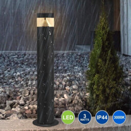 Long Life Lamps Company 3W Modern Outdoor Led Warm White Bollard Light Stainless Steel Black Finish Zlc305Ww - thumbnail 6