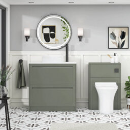 Royal Bathrooms Royal Bathroom Elmore 800mm Matt Green Freestanding Countertop Bathroom Vanity Unit 2 Drawer With Round Basin - thumbnail 5