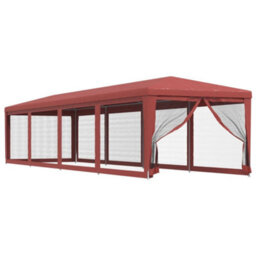Berkfield Party Tent With 10 Mesh Sidewalls Red 3X12 M Hdpe - thumbnail 2