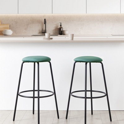 Beliani Emerald Velvet Bar Stools Set Of 2 Armless With Black Steel Legs 43 X 43 X 75 Cm - image 1