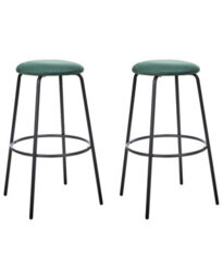 Beliani Emerald Velvet Bar Stools Set Of 2 Armless With Black Steel Legs 43 X 43 X 75 Cm - thumbnail 2