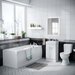 Nes Home 450mm Freestanding Basin Vanity Unit, Toilet & Round Bath With Panels - thumbnail 1