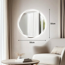 Bathroom Mirror With Led Lights 500mm Dimmable Illuminated Backlit Round Bathroom Mirror - thumbnail 2
