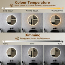 Bathroom Mirror With Led Lights 500mm Dimmable Illuminated Backlit Round Bathroom Mirror - thumbnail 6