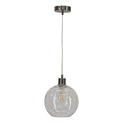 First Choice Lighting Barnum - Clear Dimple Glass Globe With Satin Nickel Pendant Fitting - image 1