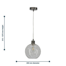 First Choice Lighting Barnum - Clear Dimple Glass Globe With Satin Nickel Pendant Fitting - thumbnail 8