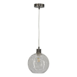 First Choice Lighting Barnum - Clear Dimple Glass Globe With Satin Nickel Pendant Fitting - thumbnail 1