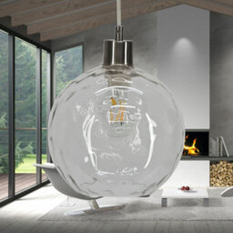 First Choice Lighting Barnum - Clear Dimple Glass Globe With Satin Nickel Pendant Fitting - thumbnail 4