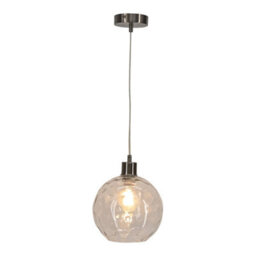 First Choice Lighting Barnum - Clear Dimple Glass Globe With Satin Nickel Pendant Fitting - thumbnail 2