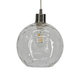 First Choice Lighting Barnum - Clear Dimple Glass Globe With Satin Nickel Pendant Fitting - thumbnail 7