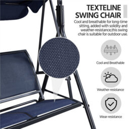 Yaheetech Blue 3-Seat Outdoor Patio Swing Chair With Adjustable Canopy - thumbnail 9