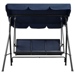 Yaheetech Blue 3-Seat Outdoor Patio Swing Chair With Adjustable Canopy - thumbnail 2