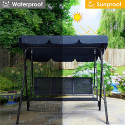 Yaheetech Blue 3-Seat Outdoor Patio Swing Chair With Adjustable Canopy - thumbnail 7