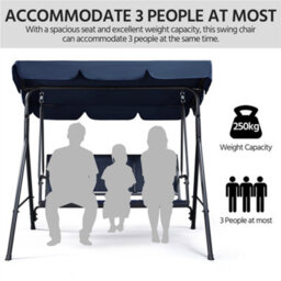 Yaheetech Blue 3-Seat Outdoor Patio Swing Chair With Adjustable Canopy - thumbnail 5
