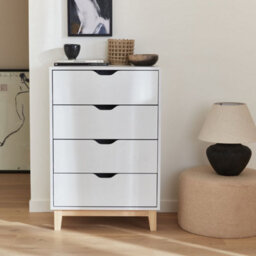 Sweeek - 4-Drawer Scandi-Style Chest White 60X40X90 Cm - Floki - thumbnail 1