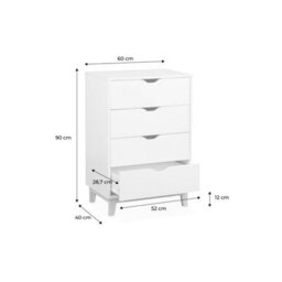 Sweeek - 4-Drawer Scandi-Style Chest White 60X40X90 Cm - Floki - thumbnail 7