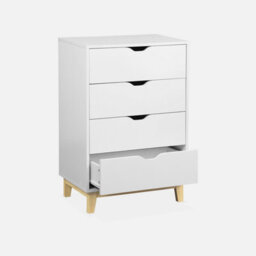 Sweeek - 4-Drawer Scandi-Style Chest White 60X40X90 Cm - Floki - thumbnail 3