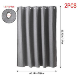 Living And Home Light Gray 2-Piece Blackout Double-Sided Linen/linen Faux Linen Curtains, 168Cm X 137Cm - thumbnail 8