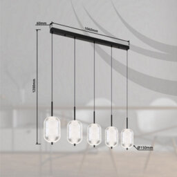 Luminosa Lighting Luminosa Kurius Bar Pendant Ceiling Light Matt Black 5X Led 3000-4500K - thumbnail 9